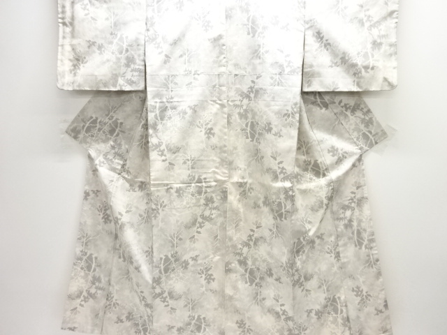 アンティーク　樹木模様織り出し十日町紬着物